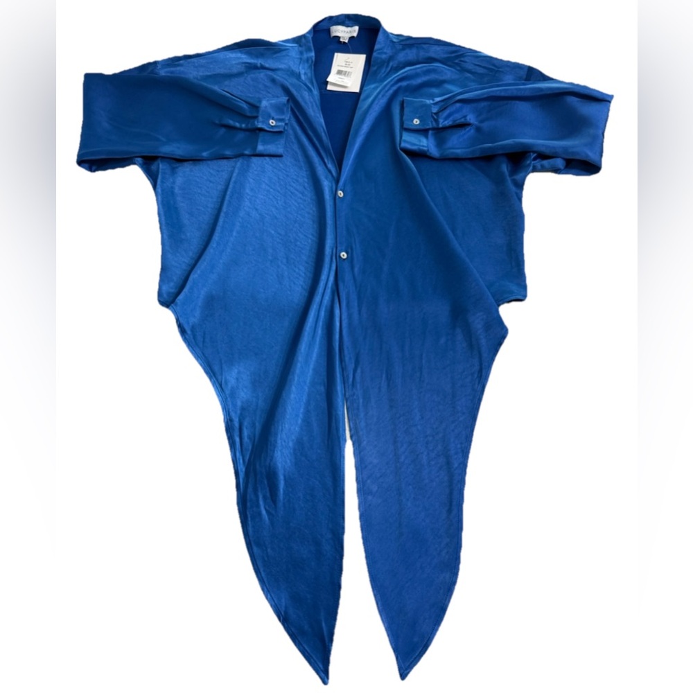 Lucy Paris Gloria Wrap Top Blue Long Sleeve Tie Front Blouse Size Small NWT - Picture 3 of 11